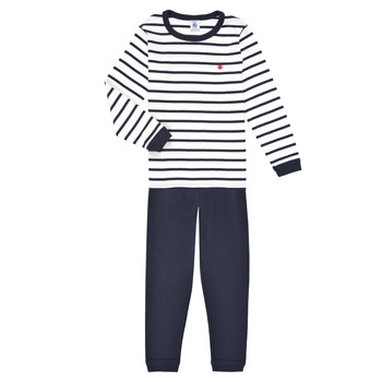 textil Barn Pyjamas/nattlinne Petit Bateau TECHI Vit / Blå
