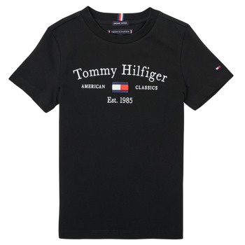textil Pojkar T-shirts Tommy Hilfiger YASSINE Svart