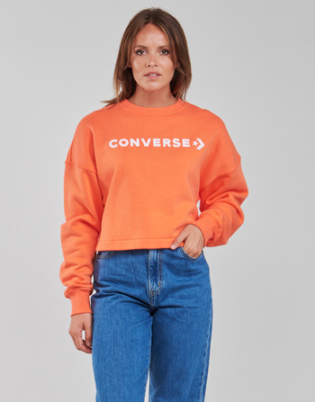 textil Dam Sweatshirts Converse EMBROIDERED WORDMARK CREW Orange