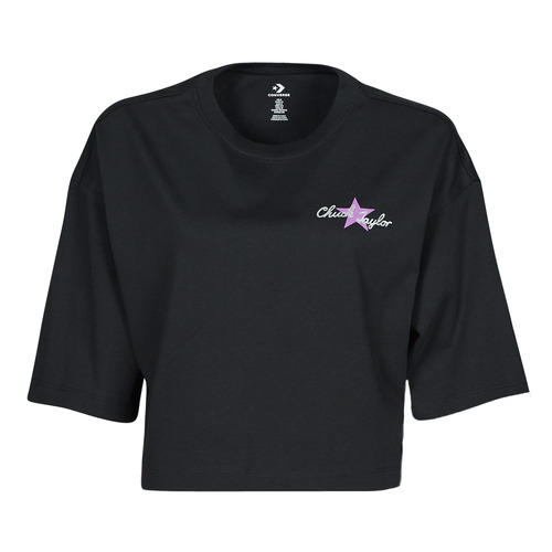 textil Dam T-shirts Converse CHUCK INSPIRED HYBRID FLOWER OVERSIZED CROPPED TEE Svart