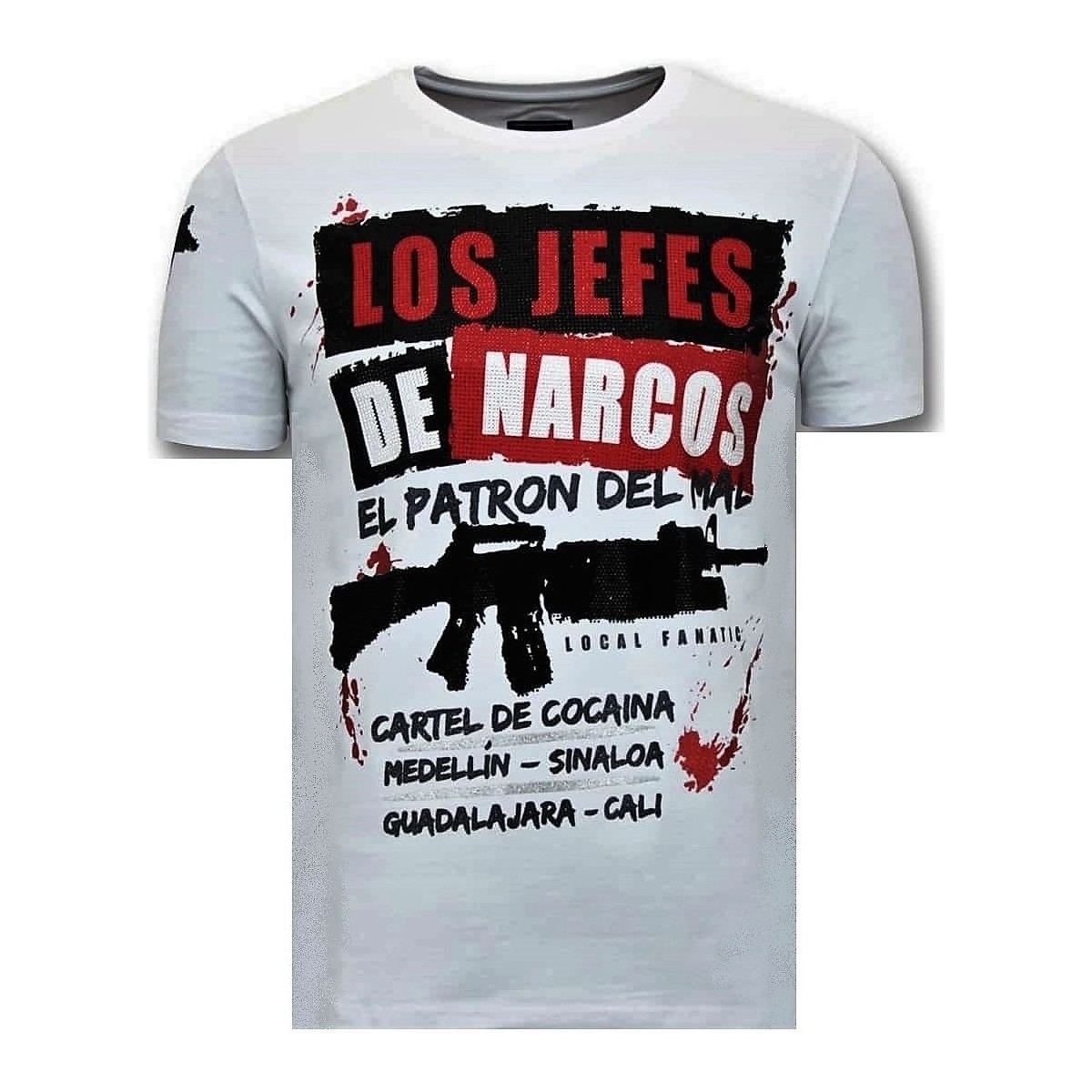 textil Herr T-shirts Lf Lyx Los Jefes The Narcos W Vit