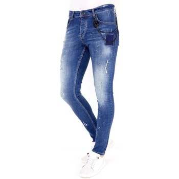 Lf Jeans Blekt Färgstänk Bla Blå