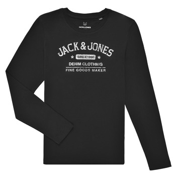 textil Pojkar Långärmade T-shirts Jack & Jones JJEJEANS TEE LS Svart