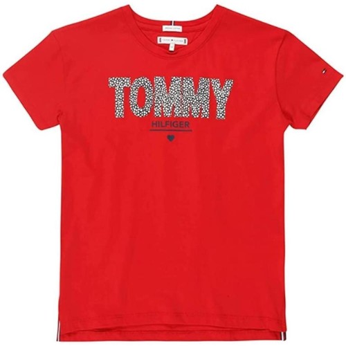 textil Flickor T-shirts Tommy Hilfiger  Röd