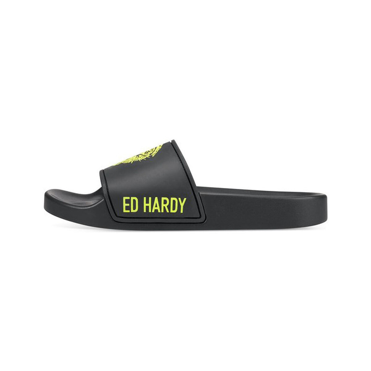 Skor Dam Flip-flops Ed Hardy Sexy beast sliders black-fluo yellow Svart