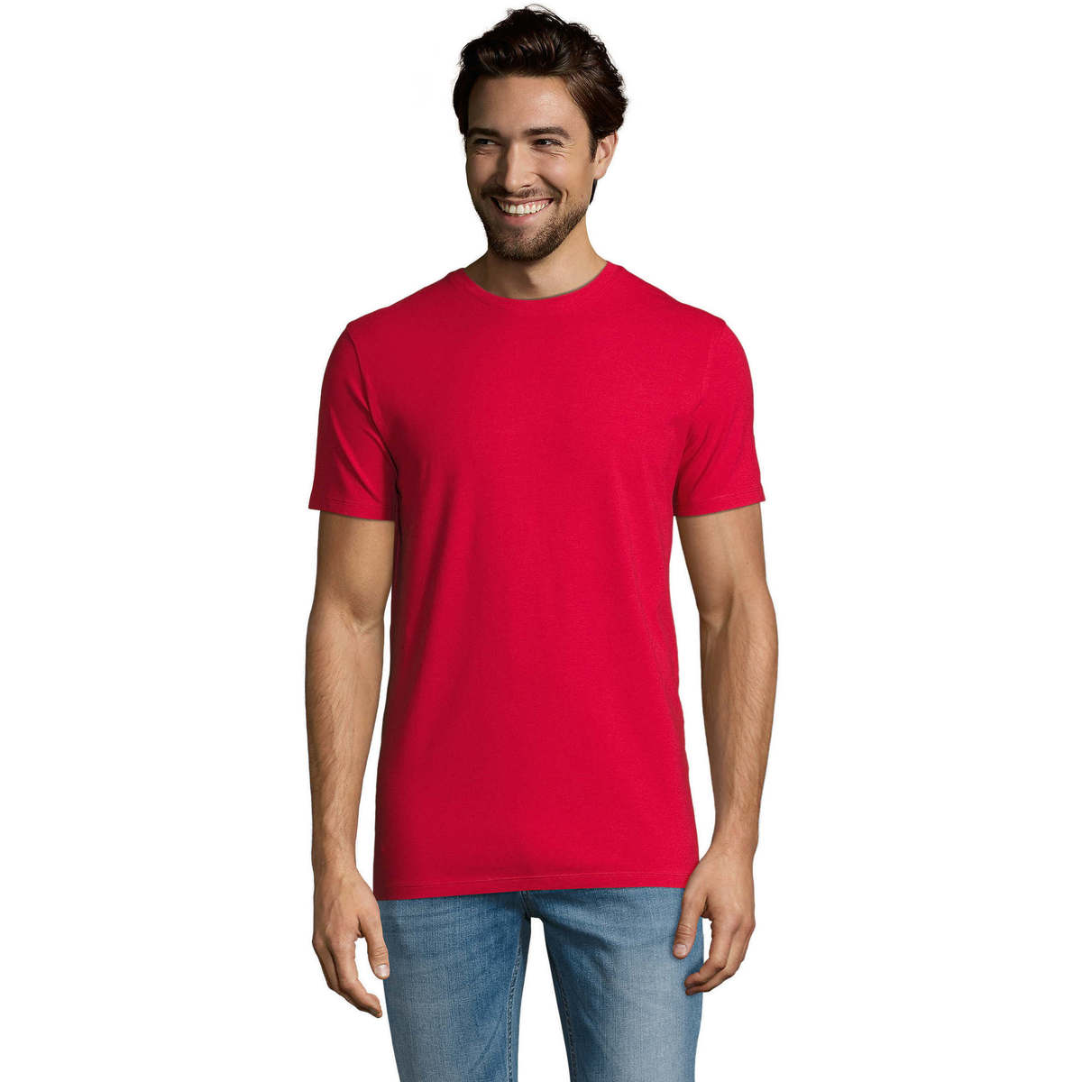 textil Herr T-shirts Sols Camiserta de hombre de cuello redondo Röd