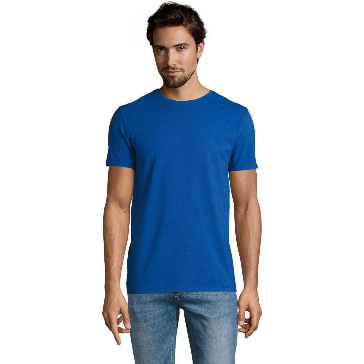 textil Herr T-shirts Sols Camiserta de hombre de cuello redondo Blå
