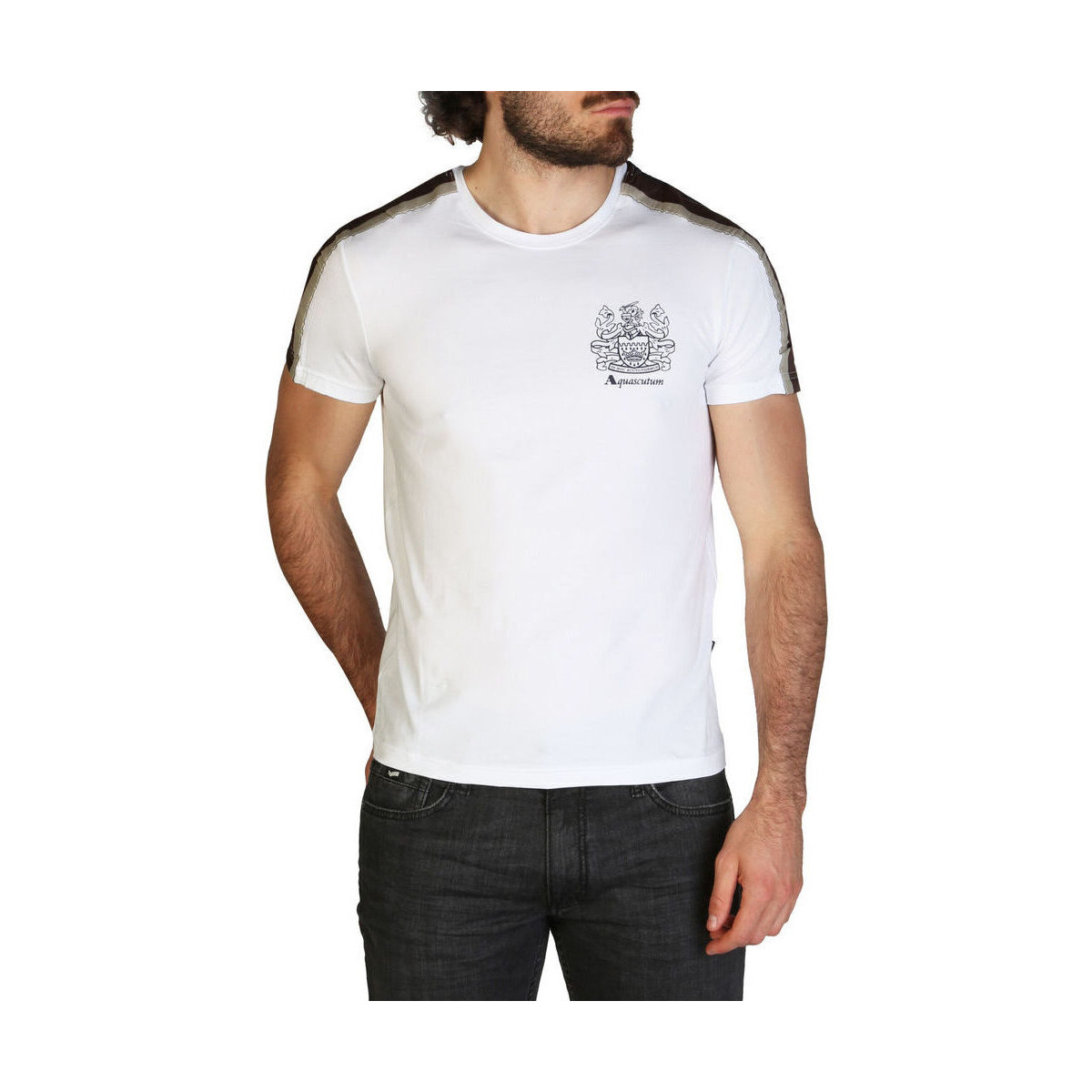 textil Herr T-shirts Aquascutum - qmt017m0 Vit