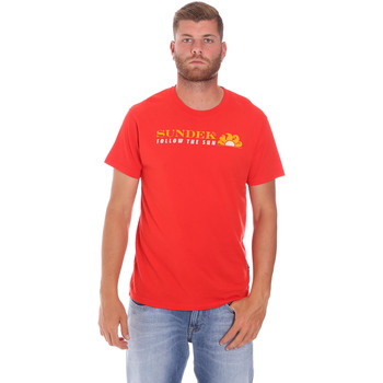 textil Herr T-shirts Sundek M049TEJ7800 Röd