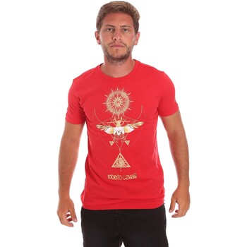 textil Herr T-shirts Roberto Cavalli HST65B Röd