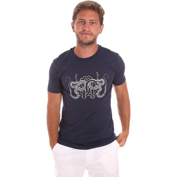 textil Herr T-shirts Roberto Cavalli HST66B Blå