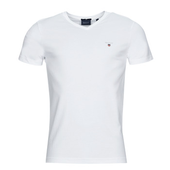 textil Herr T-shirts Gant ORIGINAL SLIM V-NECK T-SHIRT Vit