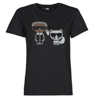 textil Dam T-shirts Karl Lagerfeld IKONIK RHINESTONE T-SHIRT Svart