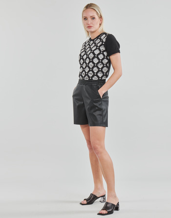 Karl Lagerfeld PERFORATED FAUX LEATHER SHORTS Svart