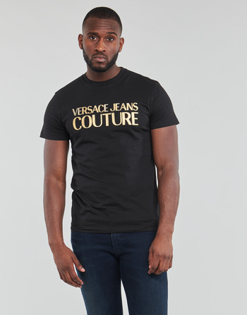 textil Herr T-shirts Versace Jeans Couture 72GAHT01 Svart / Guldfärgad