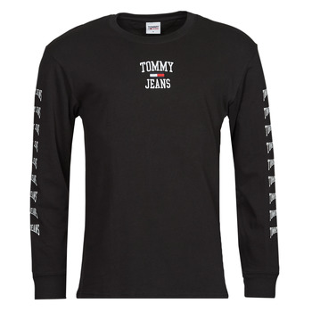 textil Herr Långärmade T-shirts Tommy Jeans TJM HOMESPUN GRAPHIC LS TEE Svart