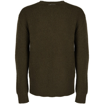 Les Hommes LJK106-656U | Round Neck Sweater with Asymetric Zip Grön