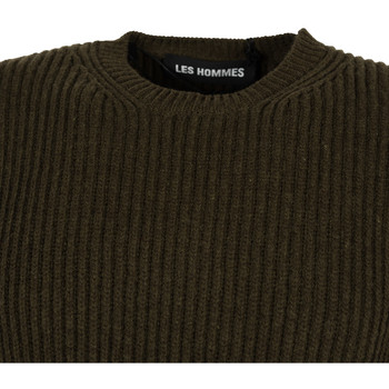 Les Hommes LJK106-656U | Round Neck Sweater with Asymetric Zip Grön