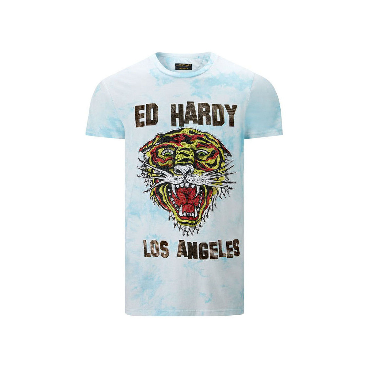 textil Herr T-shirts Ed Hardy Los tigre t-shirt turquesa Blå