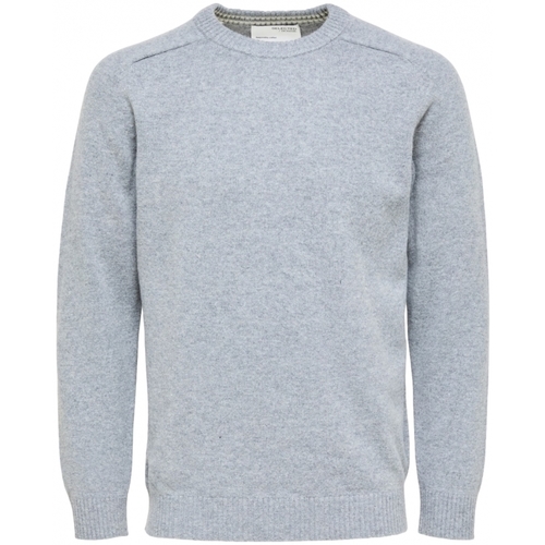 textil Herr Tröjor Selected Wool Jumper New Coban - Medium Grey Melange Grå