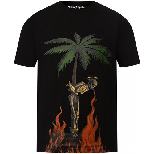 textil Herr T-shirts Palm Angels PMAA001R204130341088 Svart