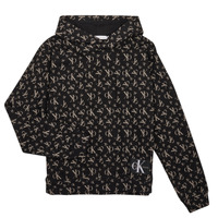 textil Pojkar Sweatshirts Calvin Klein Jeans MONOGRAM GRID AOP Svart