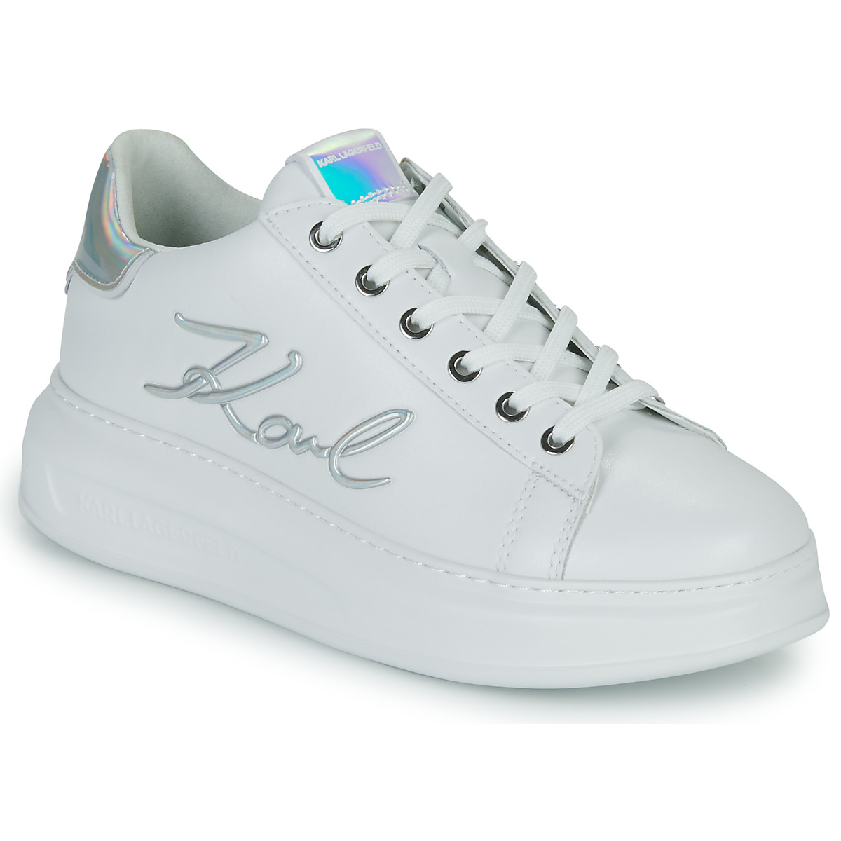 Skor Dam Sneakers Karl Lagerfeld KAPRI Signia Lace Lthr Vit / Silver