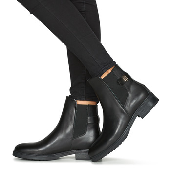 Tommy Hilfiger Coin Leather Flat Boot Svart