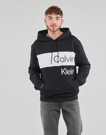 textil Herr Sweatshirts Calvin Klein Jeans INSTITUTIONAL BLOCKING HOODIE Svart / Vit