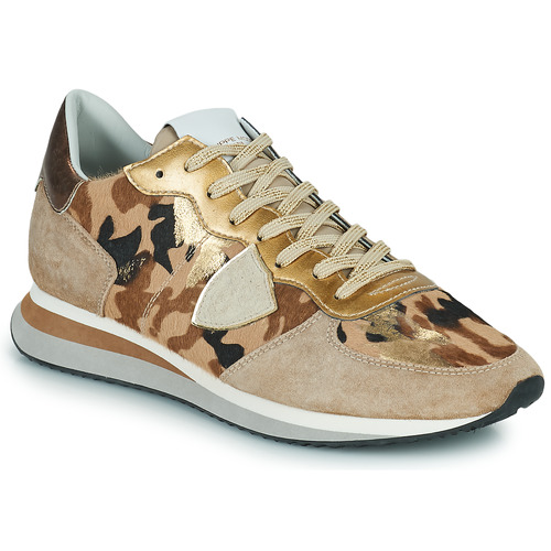 Skor Dam Sneakers Philippe Model TROPEZ X LOW WOMAN Kamouflage / Beige / Guldfärgad