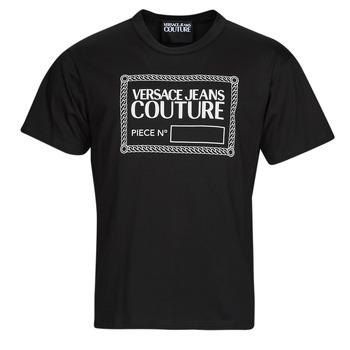 textil Herr T-shirts Versace Jeans Couture 73GAHT11-899 Svart / Vit