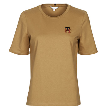 textil Dam T-shirts Tommy Hilfiger REG MONOGRAM EMB C-NK SS Kamel