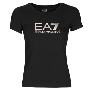 textil Dam T-shirts Emporio Armani EA7 8NTT66 Svart / Skimrande / Himmelsblå