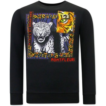 textil Herr Sweatshirts Tony Backer Heren Met Print Tiger Poster Zwart Svart