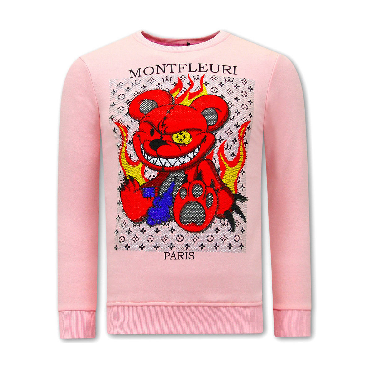 textil Herr Sweatshirts Tony Backer Hög Hals Monster Teddy Bear Rosa