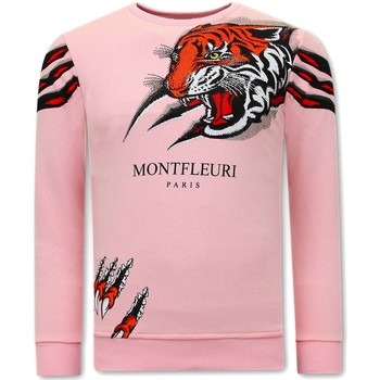 textil Herr Sweatshirts Tony Backer Heren Met Print Tiger Head Roze Rosa