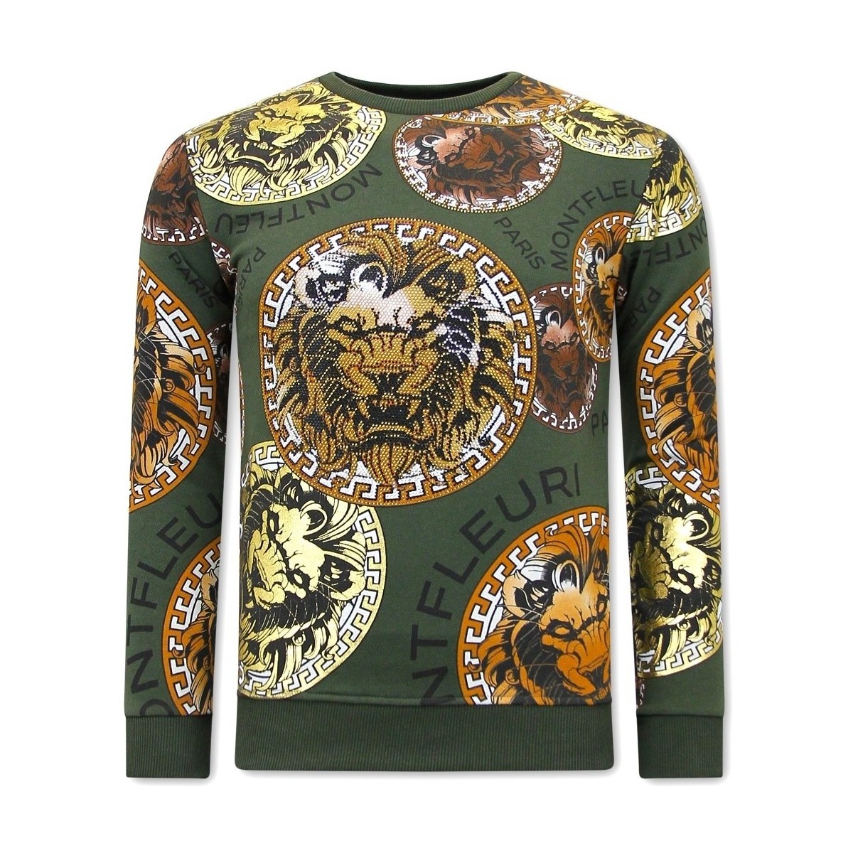 textil Herr Sweatshirts Tony Backer Tryck Lion Head Grön