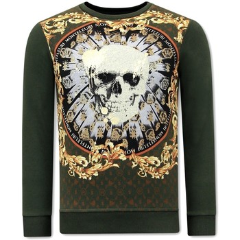 textil Herr Sweatshirts Tony Backer Heren Met Print Skull Strass Groen Grön