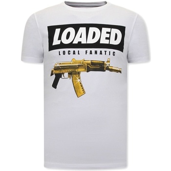 textil Herr T-shirts Local Fanatic Tryck Loaded Gun Vit