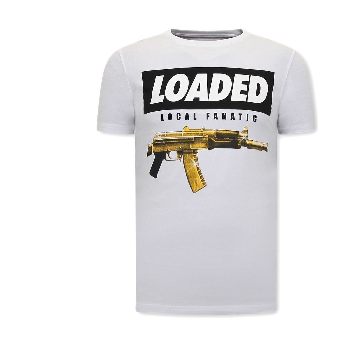 textil Herr T-shirts Local Fanatic Tryck Loaded Gun Vit