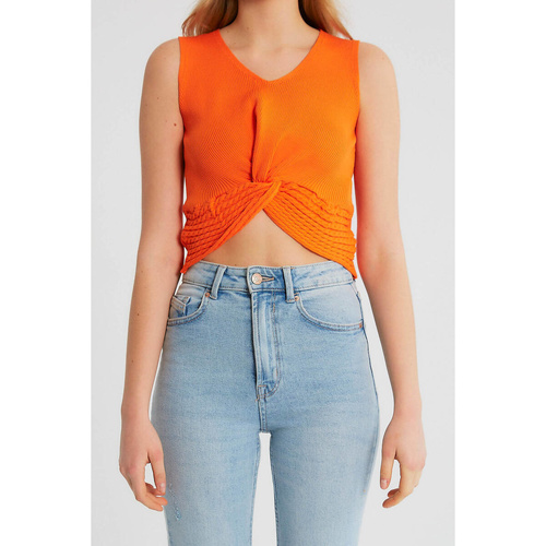 textil Dam Blusar Robin-Collection Elastisk Ribbtopp T Orange Orange