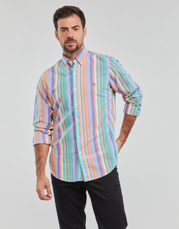textil Herr Långärmade skjortor Polo Ralph Lauren CUBDPPCS-LONG SLEEVE-SPORT SHIRT Flerfärgad / Orange / Grön