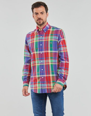 textil Herr Långärmade skjortor Polo Ralph Lauren CUBDPPCS-LONG SLEEVE-SPORT SHIRT Röd / Blå