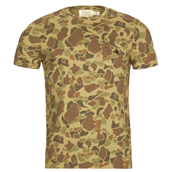 textil Herr T-shirts Polo Ralph Lauren T-SHIRT AJUSTE AVEC POCHE EN COTON Kaki / Kamouflage