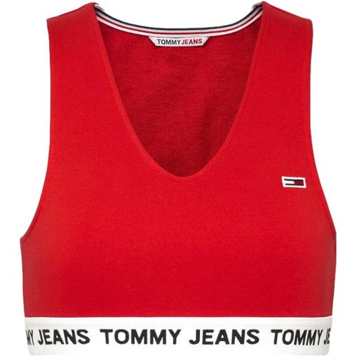 textil Dam T-shirts & Pikétröjor Tommy Jeans TOP ROJO MUJER   DW0DW13830 Röd