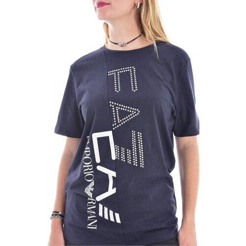 textil Dam T-shirts & Pikétröjor Emporio Armani EA7 3LTT20 TJBEZ Blå