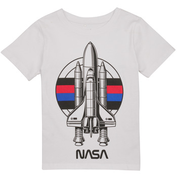 textil Pojkar T-shirts Name it NKMNOBERT NASA SS TOP Vit