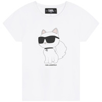 textil Flickor T-shirts Karl Lagerfeld Z15416-10P-B Vit