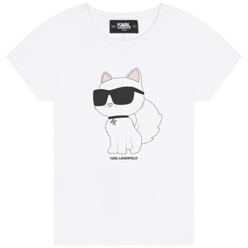 textil Flickor T-shirts Karl Lagerfeld Z15416-10P-J Vit