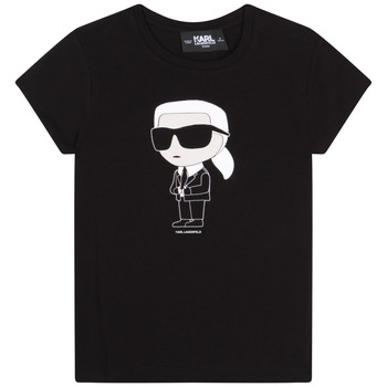 textil Flickor T-shirts Karl Lagerfeld Z15418-09B-B Svart
